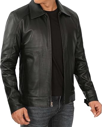 Photo 1 of Brown Leather Jacket Men - Black Real Lambskin Mens Leather Jacket