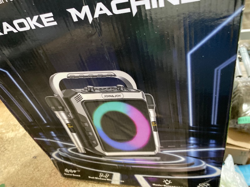Photo 1 of **POWERS ON**Portable Karaoke Machine, with Wireless Microphones, Bluetooth Party Speaker with LED Lights, Loud Subwoofer, USB/AUX, Outdoor Karaoke Speaker for Adults & Kids, Home & Party