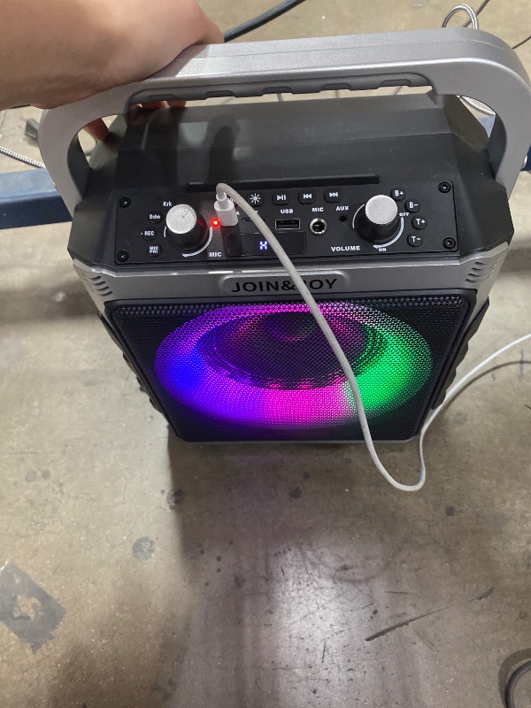 Photo 1 of **POWERS ON**Portable Karaoke Machine, with Wireless Microphones, Bluetooth Party Speaker with LED Lights, Loud Subwoofer, USB/AUX, Outdoor Karaoke Speaker for Adults & Kids, Home & Party