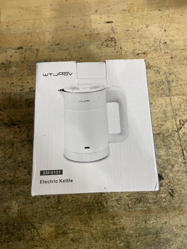 Photo 1 of **MISSING BASE**WTJMOV 0.6L Small Electric Tea Kettle Lightweight, 20 Ounce Double Wall Hot Water Boiler Stainless Steel Auto Shut-off, 120V Portable Travel Electric Kettle Fast Boil for Tea and Coffee, Black