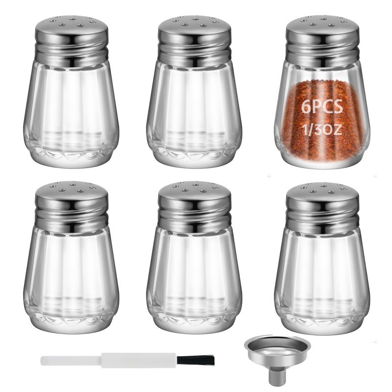 View 2 of 0.3 OZ Mini Salt and Pepper Shakers 6 Pcs & Keon Plastic Pouches - Leak-Proof, Reusable, Flexible Juice Bags, BPA-Free for Travel, Outdoor Sports, Concerts, Events (8OZ - 10PCS + 2 Funnels)