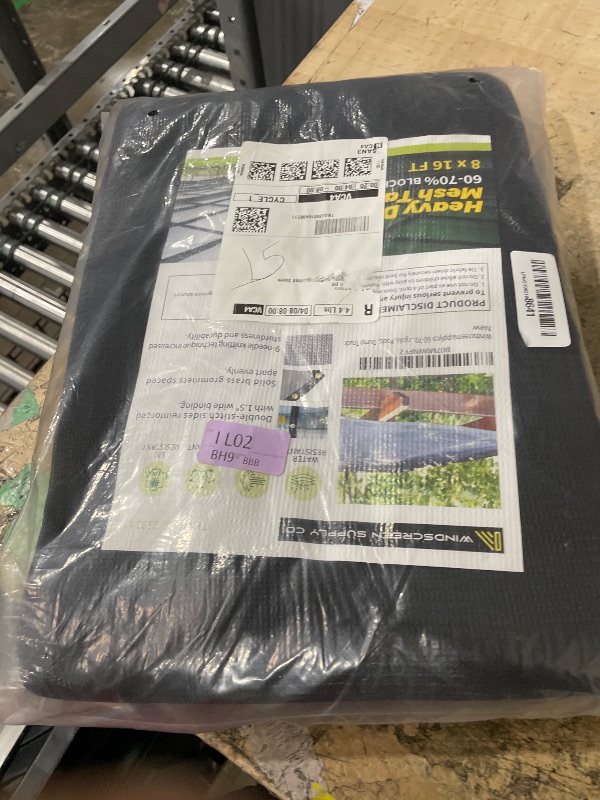 Photo 1 of [WindscreenSupplyCo] 60-70% 8 FT X 16 FT Mesh Tarp/Shade Cloth 9-Needle Knitted Heavy Duty Black with Grommets for Green House, Garden, pergola, Pools, Dump Truck - MT0816BLKX1