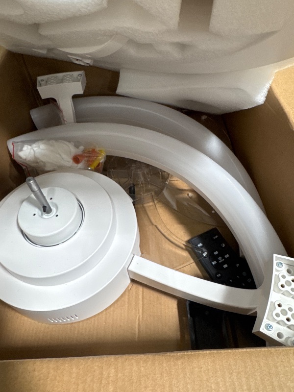 Photo 1 of *** PARTS ONLY *** LEDIARY 20 Inch Low Profile Ceiling Fans with Lights and Remote, Dimmable Modern Fan Light(3000K-6000K), 6 Speed, Reversible, APP & Remote Control, Flush Mount Ceiling Fan for Bedroom, White