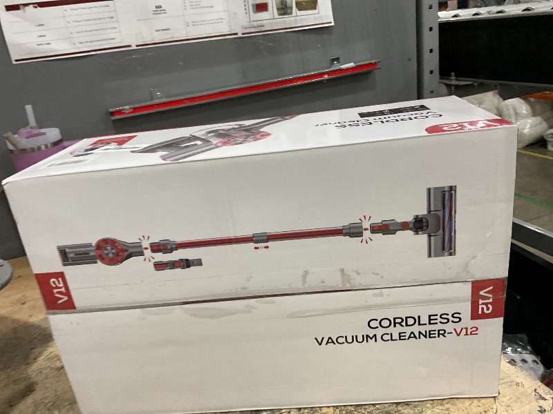 Photo 1 of **NEEDS A NEW BATTERY**Comvtu Cordless Vacuum Cleaner for Home, 80,000PRM Powerful 4 in 1 Lightweight Stick Vacuum with 2 Adjustable Suctions, Max 40 Mins Runtime, 2600mAh Rechargeable Vacuum Cleaners (Vermilion)