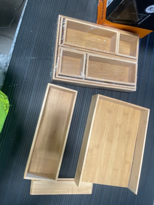 Photo 1 of **SEE NOTES***SpaceAid 21-Piece Bamboo Drawer Organizer Storage Boxes Set, Wood Tray Junk Drawer Organizers Multi-Use Divider Bins for Kitchen, Bathroom, Office Desk and Makeup Organization (21 Pack, Natural)