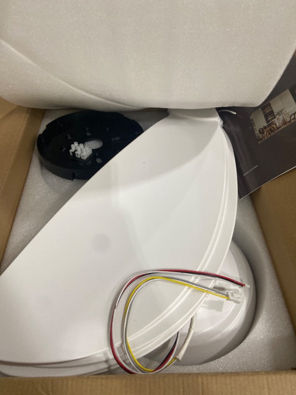 Photo 1 of (used, untested)PHORUS 42" White Low Profile Ceiling Fans with Lights and Remote, Small Modern Flush Mount Ceiling Fans with Quiet Reversible DC Motor, Dimmable 3 Colors 6 Speeds
