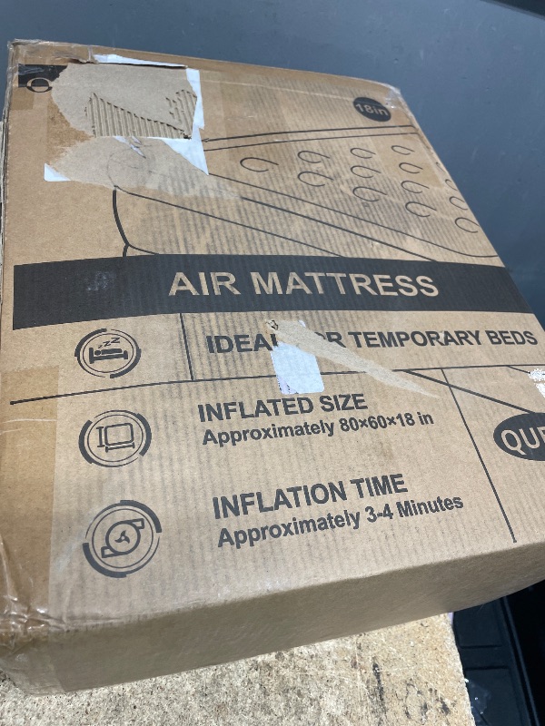 Photo 1 of , Inflatable Mattress Blow up  Mattress, 18" Colchones Inflables Foldable Air Bed for Guest & Home, 1lll Ideal for Camping, 700lbs