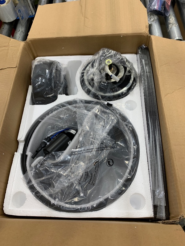 Photo 1 of **PARTS ONLY** Nuoqiso 52 Inch Ceiling Fans with Lights and Remote Control, Farmhouse Ceiling Fan with LED Lighting for Bedroom Living Room and Patio, Black Caged Ceiling Fan for Indoor and Outdoor(NO Bulbs)