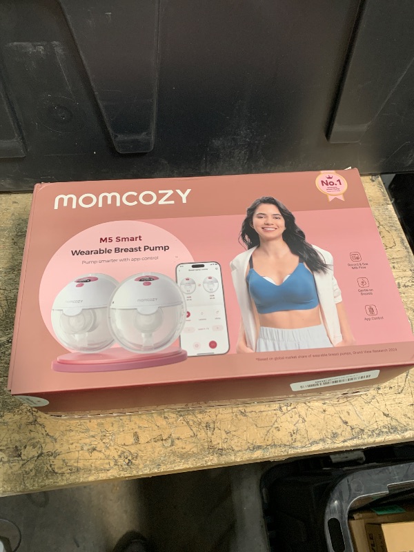 Photo 1 of **NEEDS CLEANING**Momcozy M5 Smart APP Controlled Wearable Breast Pump, Hands-Free Wireless Electric Pump, 3 Modes 9 Suction Levels, BPA-Free, Portable Lightweight, 24mm Flange, 2-Pack Cozy Red
