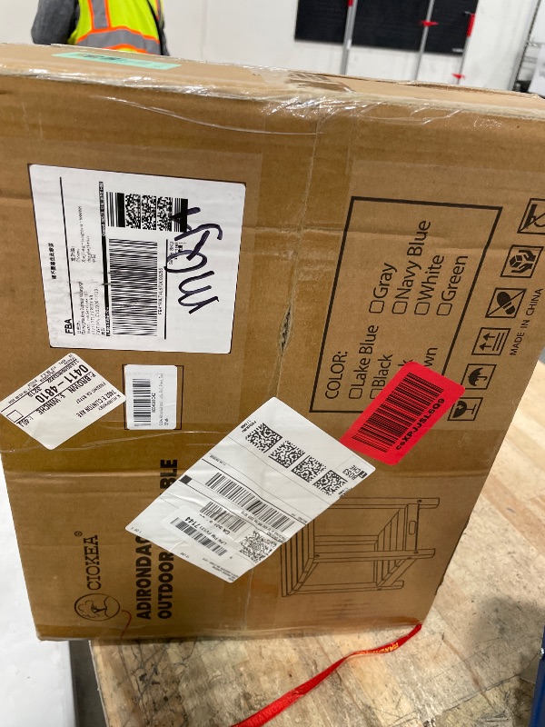 Photo 1 of **FACTORY SEALED** Ciokea Adirondack Outdoor Side Table, 2-Tier Sturdy Patio End Table Weather Resistant, Morden Side Table for Patio, Pool, Porch, Teak