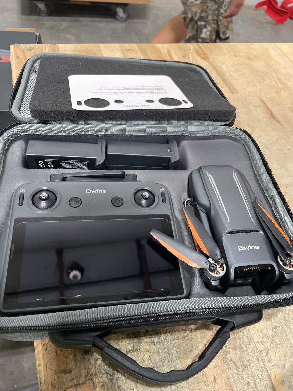Photo 1 of **HAS SOME DAMAGE**
Bwine F7MINI 4K(RC3) Drones with Camera for Adults 8K Photo 4K Video RC with 1080P Screen 20000ft Transmission 64min Flight 3-Axis Gimbal 249g F
