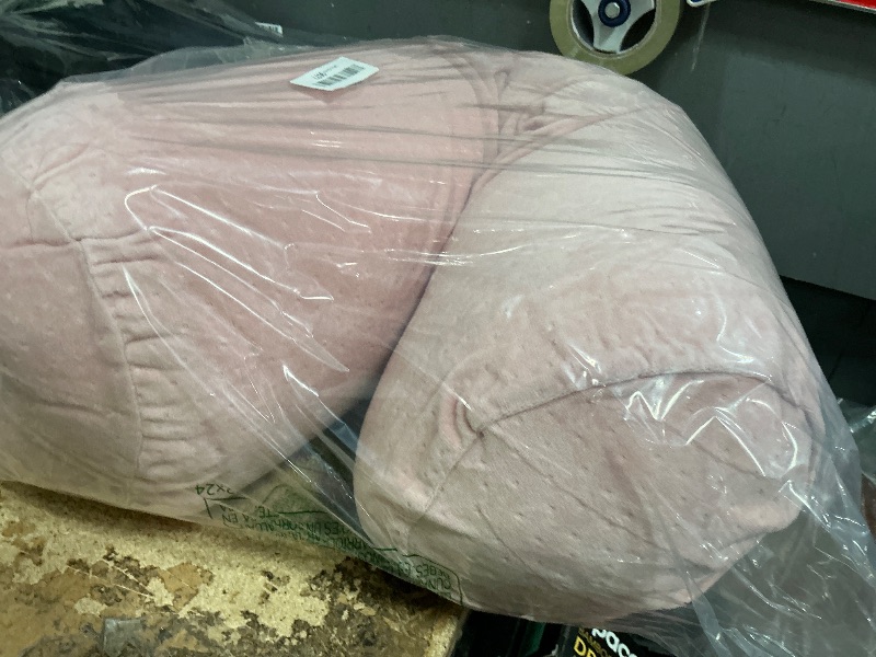 Photo 1 of 1 MIDDLE ONE Body Pillow, Bolster Pillow with Removable Velour Cover, Long Round Roll Cylinder Pillow for Bed, 35" x 7.87", Pink