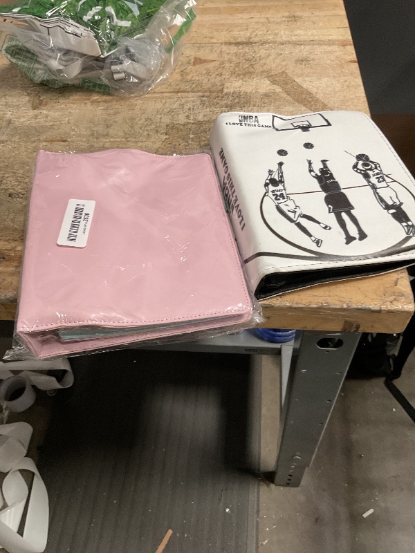 Photo 1 of ?Half Size?Pu Leather Mini 3 Ring Binder with 5-Tabs Pocket Dividers & 25 Sheet Protectors 5.5 x 8.5 Professional Organizer Cute Organizer Binders 1" D Rings for Small Binder Paper School Office(Pink) and nba organizer 