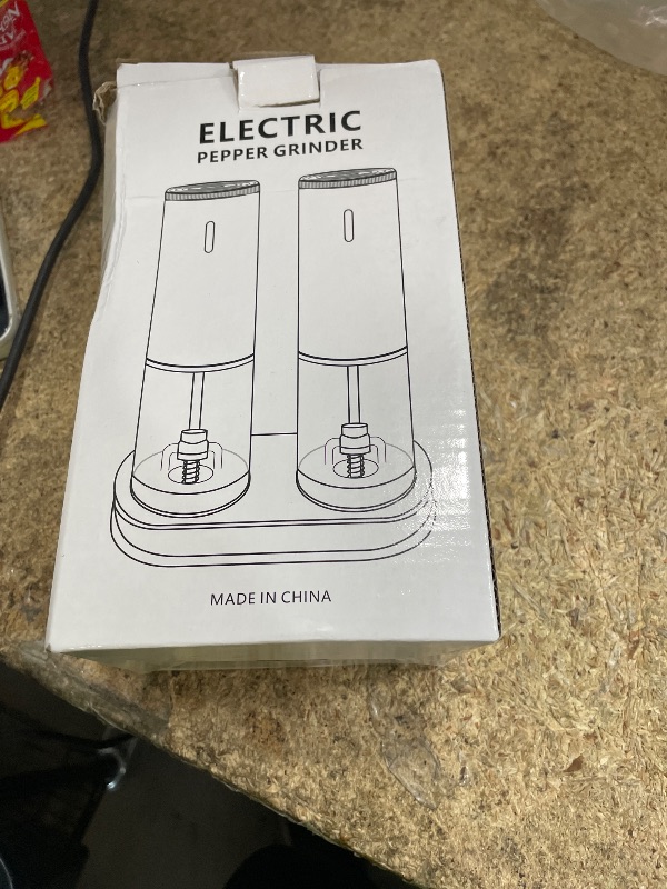 Photo 1 of ***ONE IS NON FUNCTIONAL ** Electric Rechargeable Salt and Pepper Grinder Set - Automatic Grinder, External Adjustable Coarseness, LED Light, One-Hand Operation, Stainless Steel & Acrylic, USB Charging, Purple (Set of 2)