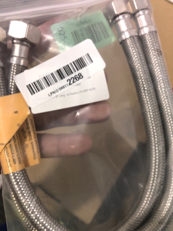 Photo 1 of [2-Pack] PROCURU 16-Inch (1.3Ft) x 3/8" Comp x 1/2" FIP Faucet Hose Connector, Stainless Steel Braided Supply Line, Certified Safe (9SF16-2P)