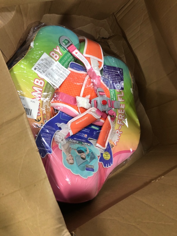 Photo 1 of ** MISSING CANOPY** Mambobaby Float Add Tail Baby/Infant Swim Float with Canopy, Non-Inflatable Solid Upgrade Soft Waterproof Skin-Friendly Leather Material (Deluxe Edition Rainbow)