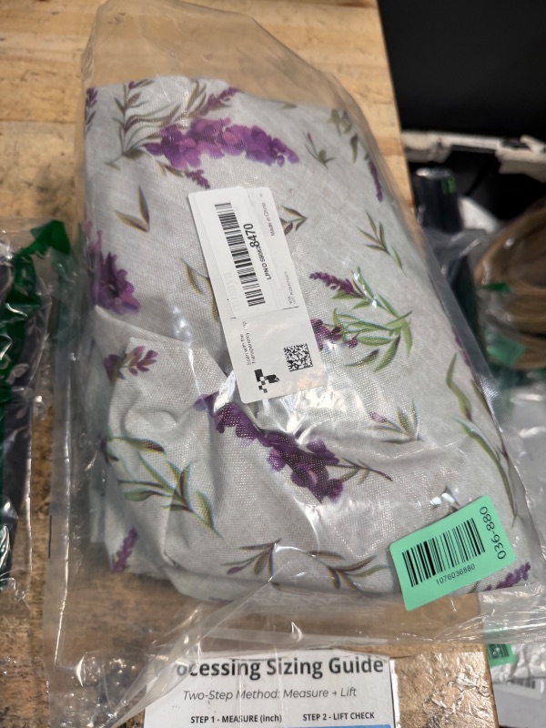 Photo 1 of ***STOCK PHOTO REFERENCE ONLY***misaya Round Fitted Tablecloth with Elastic Edge, 100% Waterproof Oil Proof Plastic Table Cover, Vinyl Flannel Backed Tablecloth Fits 57"-66" Round Tables for Dinner, Outdoor, Picnic, LAVENDER purple and white