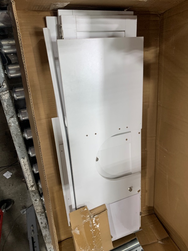 View 2 of ***MINOR DAMAGE***TEENFON 35.4" Pedestal Sink Storage Cabinet with 2 Doors and Adjustable Shelves, Bathroom Sink Cabinet, Under Sink Storage with U-Shape Cut-Out, White