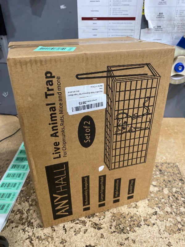 Photo 1 of **ONLY 1 PACK** Anyhall 2-Pack Rat Traps Humane Live Mouse Vole Chipmunk Trap Cage for Indoors and Outdoors (Black)