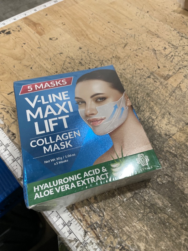 Photo 1 of **FACTORY SEALED** Stylia MaxiLift V-Line Lifting Collagen Face Mask - Double Chin Strap - Jawline Shaper - Neck Firming and Tightening Mask with Hyaluronic Acid & Aloe Vera - Chin Strap for Sleeping (5PC)