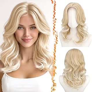 Photo 1 of ***STOCK PHOTO FOR REFERENCE ONLY*** Blonde Wavy Wig Realistic Scalp,Free Parting Wig with Bangs for Women Synthetic Heat Resistant for Daily Party Use