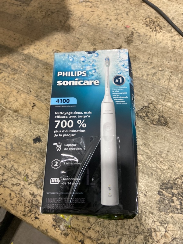 Photo 1 of ***SEE NOTES***Philips Sonicare 4100 Series Electric Toothbrush - Sonic Toothbrush with Advanced Sonic Technology, Pressure Sensor, Two Intensity Settings, Smartimer & Quadpacer, White, Model HX3681/23