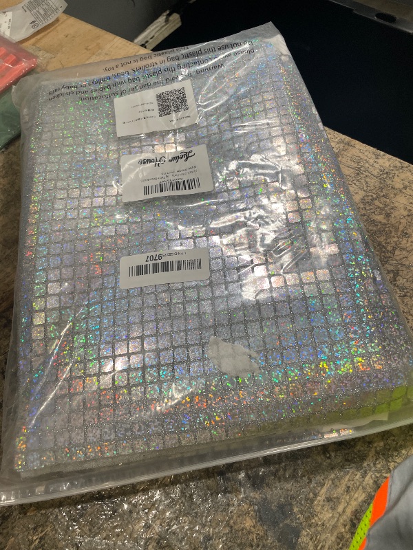 Photo 1 of 10 Pack Disco Party Table Runners 13x72 Inches Laser Silver Sequin Table Runners Retro Glitter Table Cover for 70s 80s Theme Disco Ball Party Holiday Birthday Wedding Table Decorations