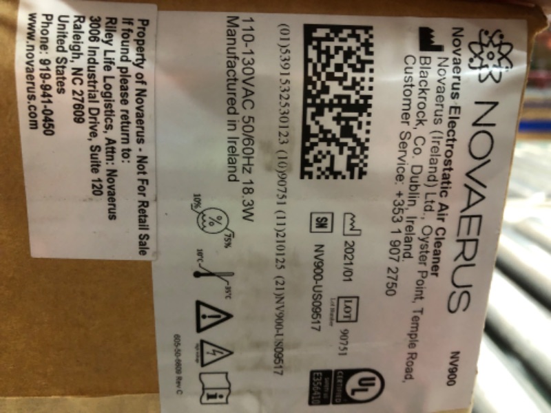 View 4 of ***FACTORY SEALED***Novaerus Protect NV900 120V Ultra Violet 1.07A Electric Air Cleaner in White
