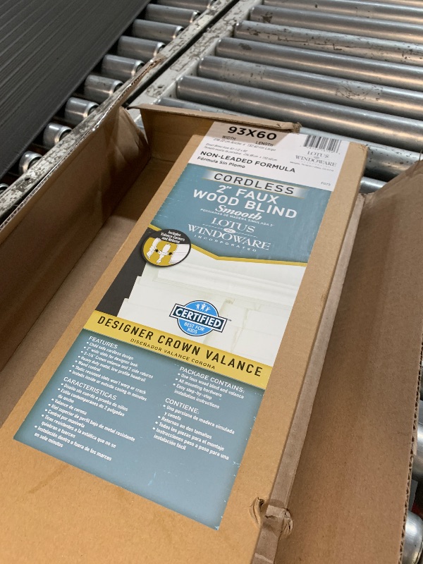 Photo 1 of ***FACTORY SEALED***Lotus & Windoware Cordless, 2 Inch Faux Wood Blind, 93" Wide x 60" Long, Window Blinds, Blinds & Shades, Blinds for Indoor Windows, Smooth, Bright White - 93" x 60",Bright White
