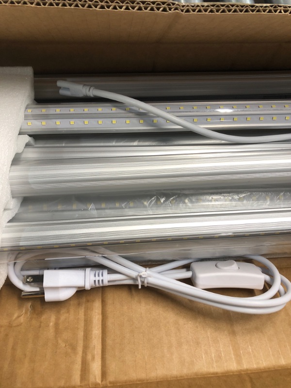 View 4 of ***MISSING PARTS***
SZSKYING 10 Pack 8FT LED Shop Light, 120W 12000LM 6500K Daylight White, T8 Integrated Tube V-Shape, 96‘ Four Rows High Output, Linkable 8 Foot LED Light Fixture, Garage Lighting Plug in Non-Dimmable