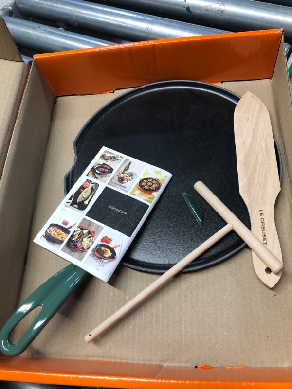 Photo 1 of ***DAMAGED - SEE NOTES/PICTURES*** Le Creuset Enameled Cast Iron Traditional Round Crepe Pan, 10.25", Artichaut