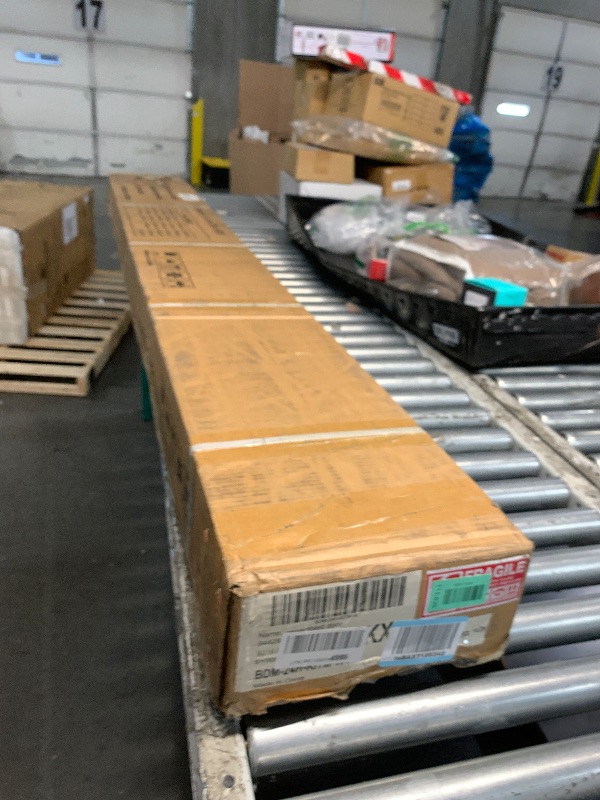 Photo 1 of ***FACTORY SEALED - OPENED FOR INPSECTION***
SmartStandard 24 x 84 inch White Sliding MDF Barn Door with 4FT Black Sliding Door Hardware Kit & Handle, Pre-Drilled Ready to Assemble, Waterproof PVC Coating, H-Frame