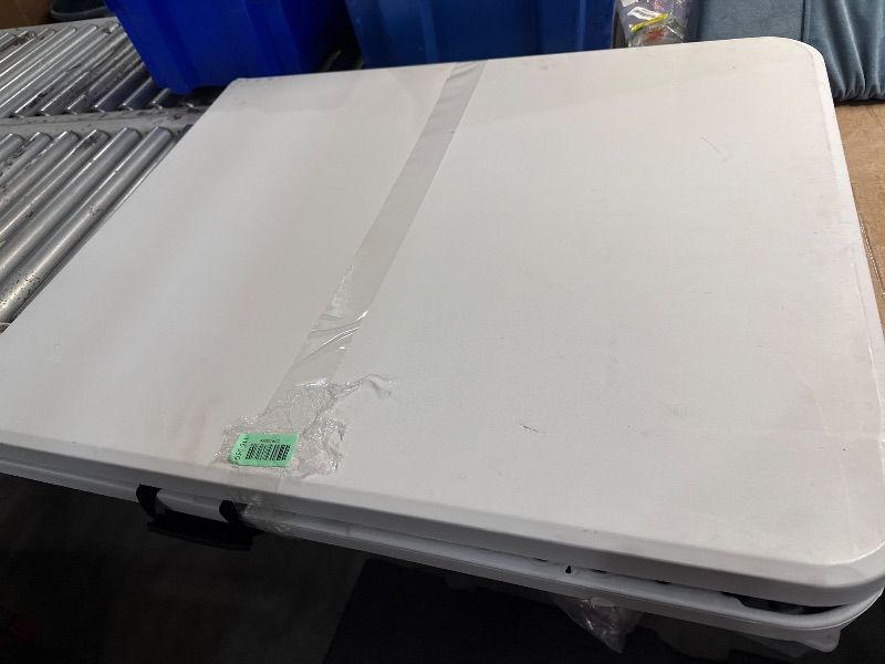 Photo 1 of *some damage, missing screws*******************
BestOffice Outdoor 6 FT Folding Camping Table Plastic Table Portable Square Height Dining Table Perfect for Picnics, Parties, Party and Camping, White