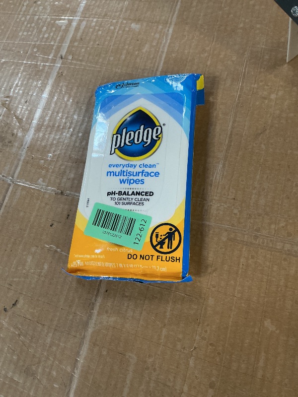 Photo 1 of ** only one pack **
Pledge Multisurface Cleaning Wipes, pH Balanced, Fresh Citrus, 25 Count (Pack of 4, 100 Total Wipes)