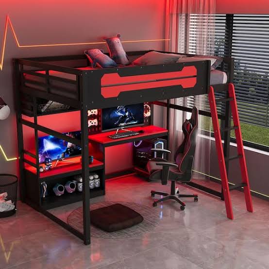 Photo 1 of (part 1/2)***STOCK PHOTO FOR REFERENCE ONLY***
Polibi Wood Full Size Gaming Loft Bed with Desk and Shelf,Bed Frame with LED Light,USB Ports and Storage Cabinet,Red Polibi Wood Full Size Gaming Loft Bed with Desk and Shelf,Bed Frame with LED Light,USB Port