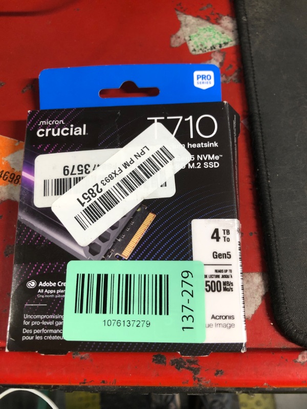 View 2 of ** FOR PARTS ONLY **
Crucial T710 PCIe Gen5 NVMe 4TB SSD – Heatsink, Up to 14,900 MB/s, Laptop & Desktop Compatible (PC), for Creatives and Hardcore Gamers, Solid State Drive, Includes 1Mo Adobe CC – CT4000T710SSD5-01