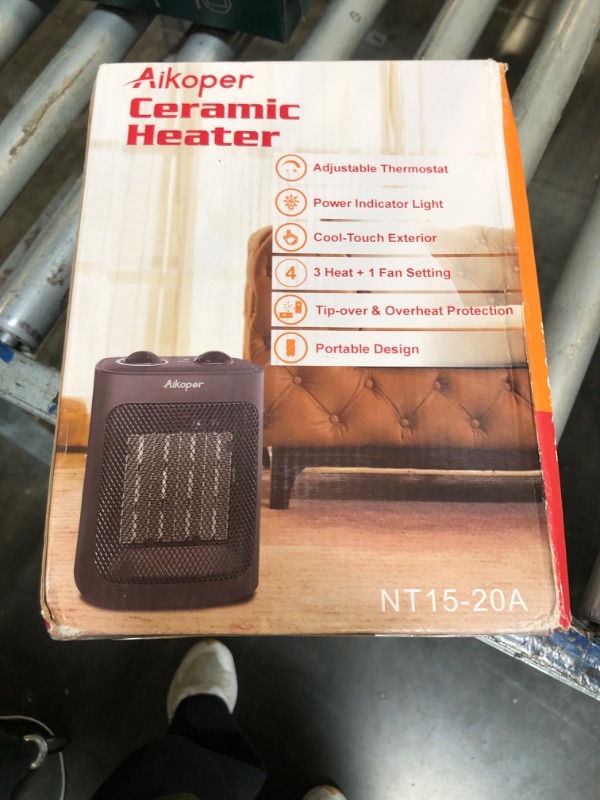 Photo 1 of **UNTESTED**
Space Heater, 1500W Electric Heaters Indoor Portable with Thermostat, PTC Fast Heating Ceramic Room Small Heater with Heating and Fan Modes for Bedroom, Office and Indoor Use
