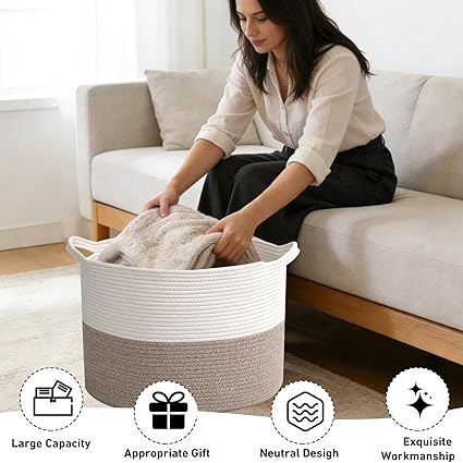Photo 1 of *** STOCK PHOTO SIMILAR NOT EXACT ****WOVEN BASKET WHITE AND BROWN