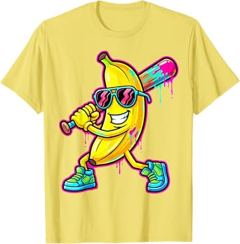 Photo 1 of ********YELLOW COLOR******* Baseball Banana Funny Splatter Sports Kids Teens T-Shirt