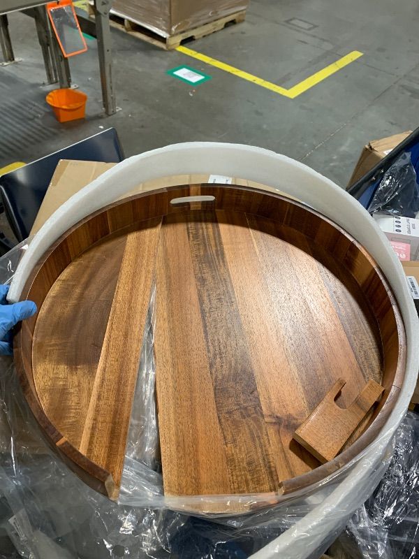 Photo 1 of ** SOLD AS IS, NO REFUND/RETURN** SEE COMMENTS!
20 Inch Extra Large Round Serving Tray HeavyDuty Acacia Wood Tray for Oversized Ottoman Coffee Table and Counter Giant Decorative Organizational Tray Extensive Kitchen Serveware