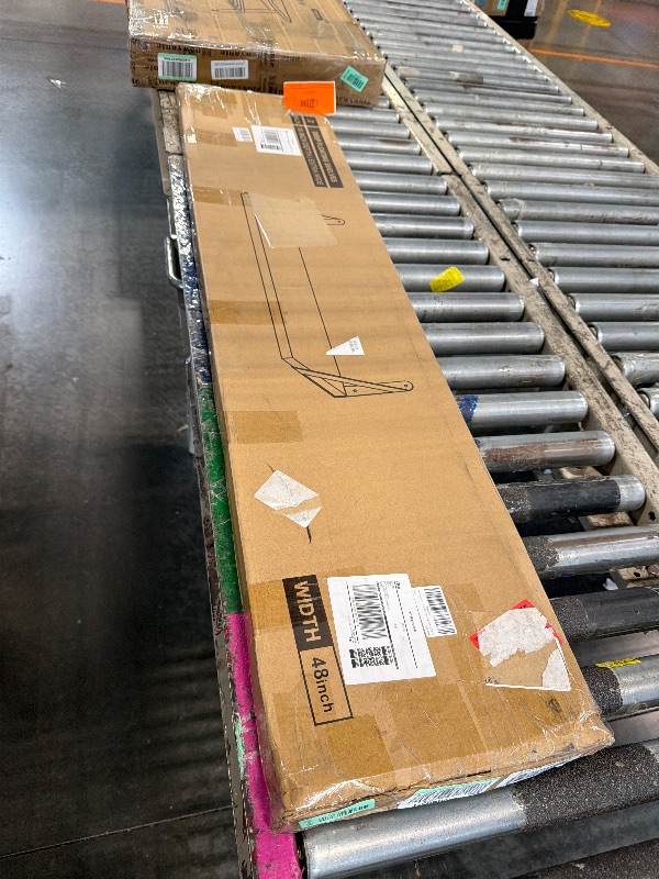 Photo 1 of ** minor damage and is missing screws**Axeman 48 Inch Floating Shelves | 10 Inch Deep White Wall Shelves Set of 2 | 48" W x 10" D White Wood Floating Shelves for Living Room Bathroom Kitchen