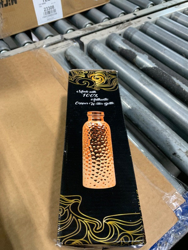 Photo 1 of [Water Stained, Check Live Photos and Wash] Copper Water Bottle - 34oz - Handcrafted Ayurvedic 100% Pure Copper Water Bottle for Drinking |Men & Women| Leak-Proof Lid BPA Free Non-Insulated & Eco Friendly with Premium Quality for Sport & Travel
