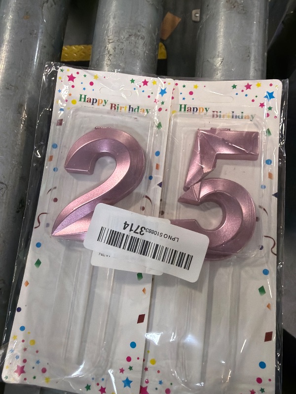 Photo 1 of ****ONE BROKEN****Large 2.76 inch Number Candles 25 Birthday Decorations for Women?Pink 25 Candle for 25th Birthday Decorations for Her, Rose Gold 25th Cake Topper for 25 Year Old Party Decoration, Decor Supplies