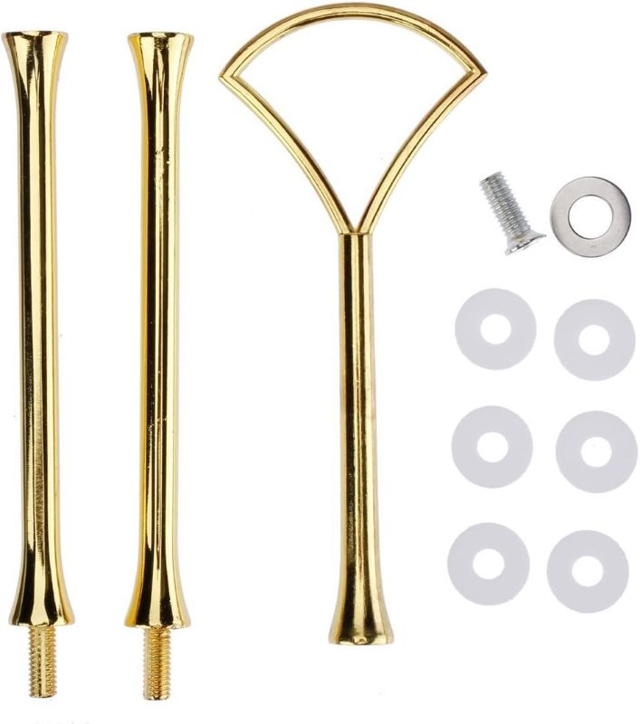 Photo 1 of  3 Tier 14" Heavy Metal Cake Stand Holder Fruit Plate Stand Fitting Hardware Rod with Stylus (Golden_Sun Flower) SIMILAR