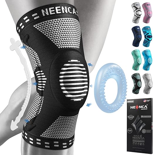 Photo 1 of  NEENCA Knee Braces for Knee Pain Relief, Compression Knee Sleeves with Patella Gel Pad & Side Stabilizers, Knee Support for Weightlifting, Running, Workout, Arthritis, Meniscus Tear, Men Women. ACE-53