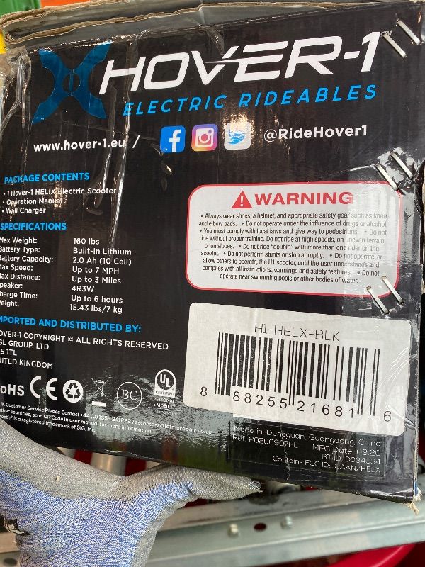 Photo 1 of **UNTESTED**
Hover-1 Helix Electric Hoverboard Scooter