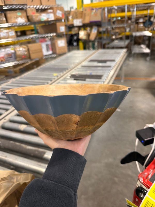 Photo 1 of ****REFRENCE PCITURE****Folkulture Natural Ribbed Salad Bowl | 11” Large Mango Wood Serving Bowl for Salad, Fruit & Pasta | Decorative Wooden Bowl for Kitchen Island, Dining Table & Entertaining