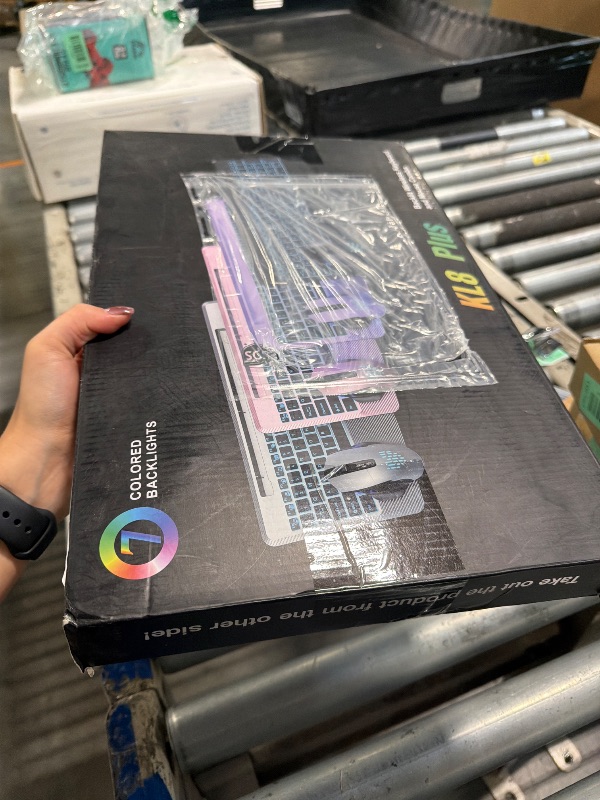 Photo 1 of ** SOLD AS IS, NO REFUND/RETURN** SEE COMMENTS!
Wireless Keyboard and Mouse Backlits, Wrist Rest, LED Mouse, Rechargeable Ergonomic Keyboard with Phone Holder, Silent Light Up Combo for Computer, Mac, PC, Laptop, Chromebook (Silver Black)