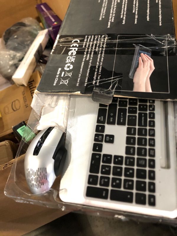 Photo 1 of ** SOLD AS IS, NO REFUND/RETURN** SEE COMMENTS!
Wireless Keyboard and Mouse Backlits, Wrist Rest, LED Mouse, Rechargeable Ergonomic Keyboard with Phone Holder, Silent Light Up Combo for Computer, Mac, PC, Laptop, Chromebook (Silver Black)