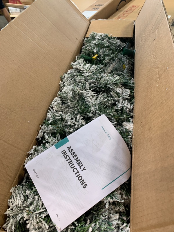 Photo 1 of ***SIMILAR ITEM*** Yaheetech 4.5ft Pre-lit Artificial Christmas Tree with Incandescent Warm White Lights, Snow Flocked Full Prelighted Xmas Tree W/340 Branch Tips, 150 Incandescent Lights & Foldable Stand, Green & White